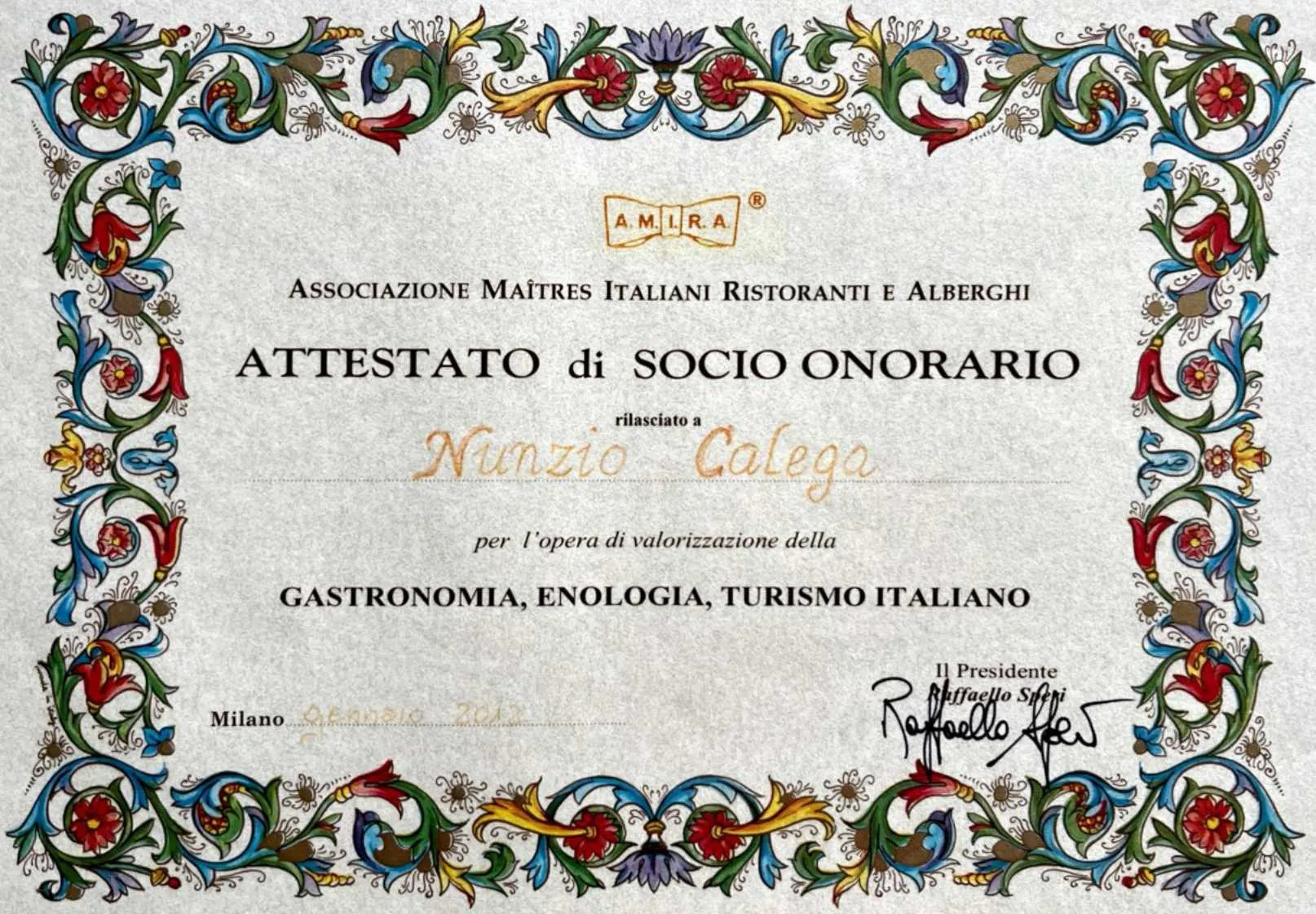 Nunzio Calega association with A.M.I.R.A group