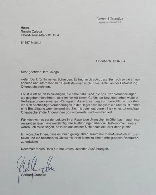 Reference letter from Gerhard Grandke